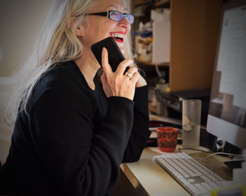Stylish mature woman working from home 500x400v