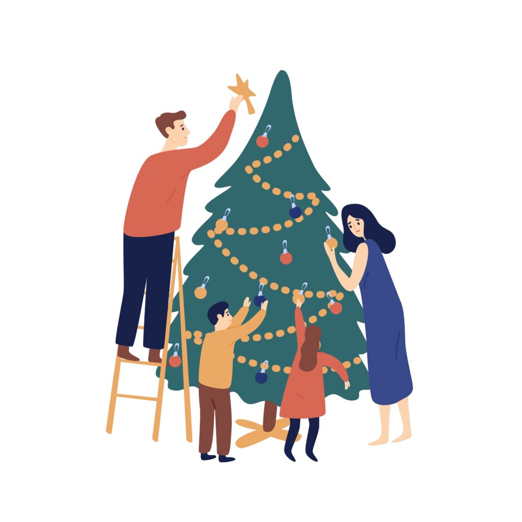 Young Family Christmas Tree Decoration
