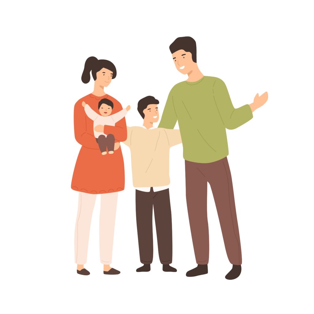 Smiling family of 4